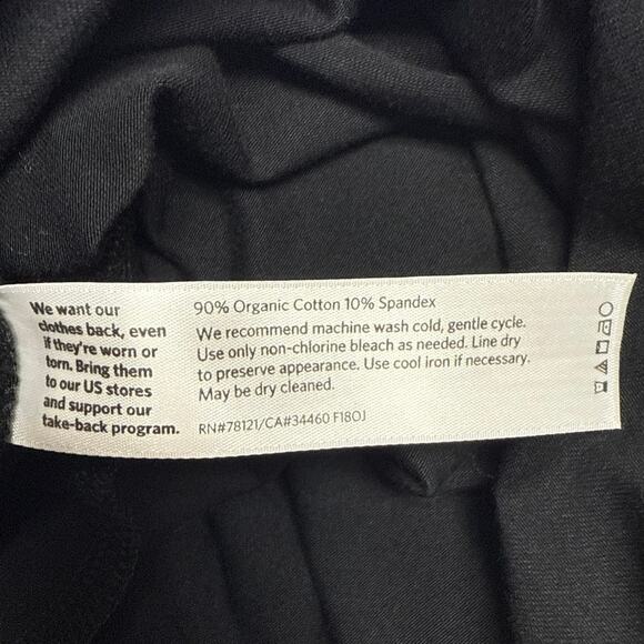 Eileen Fisher Size Medium Dress Black Knee Length Organic Cotton Pockets V-Neck - Picture 5 of 5